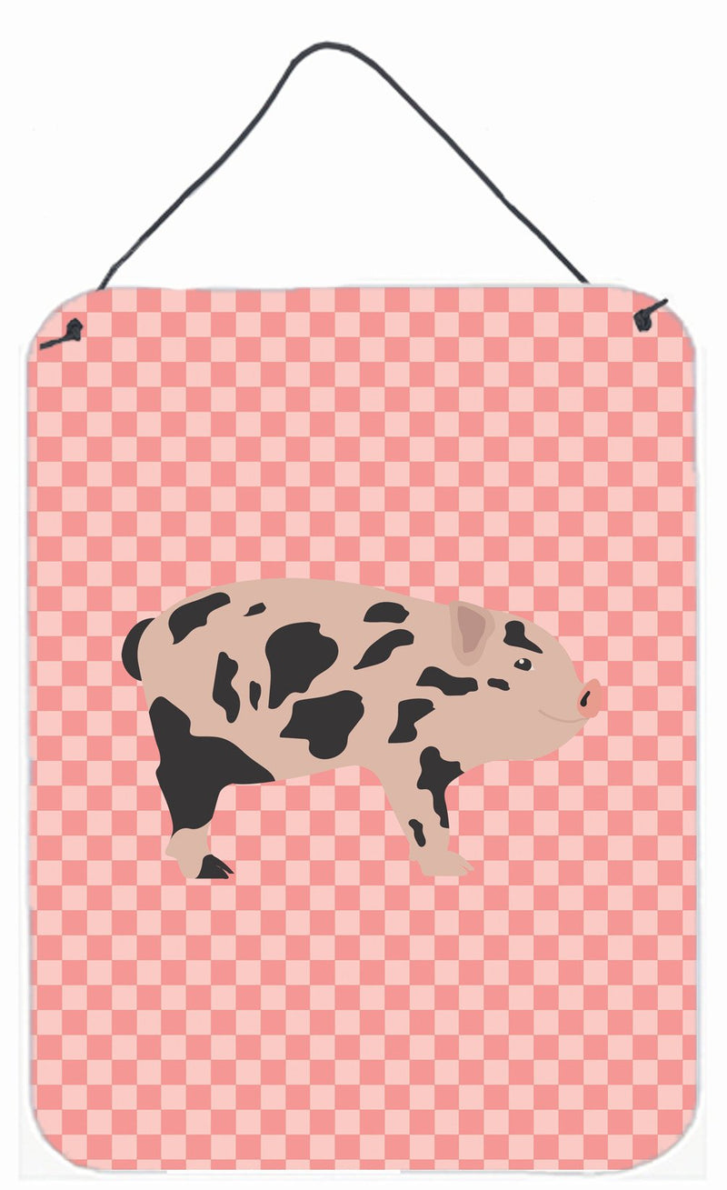 Mini Miniature Pig Pink Check Wall or Door Hanging Prints BB7935DS1216