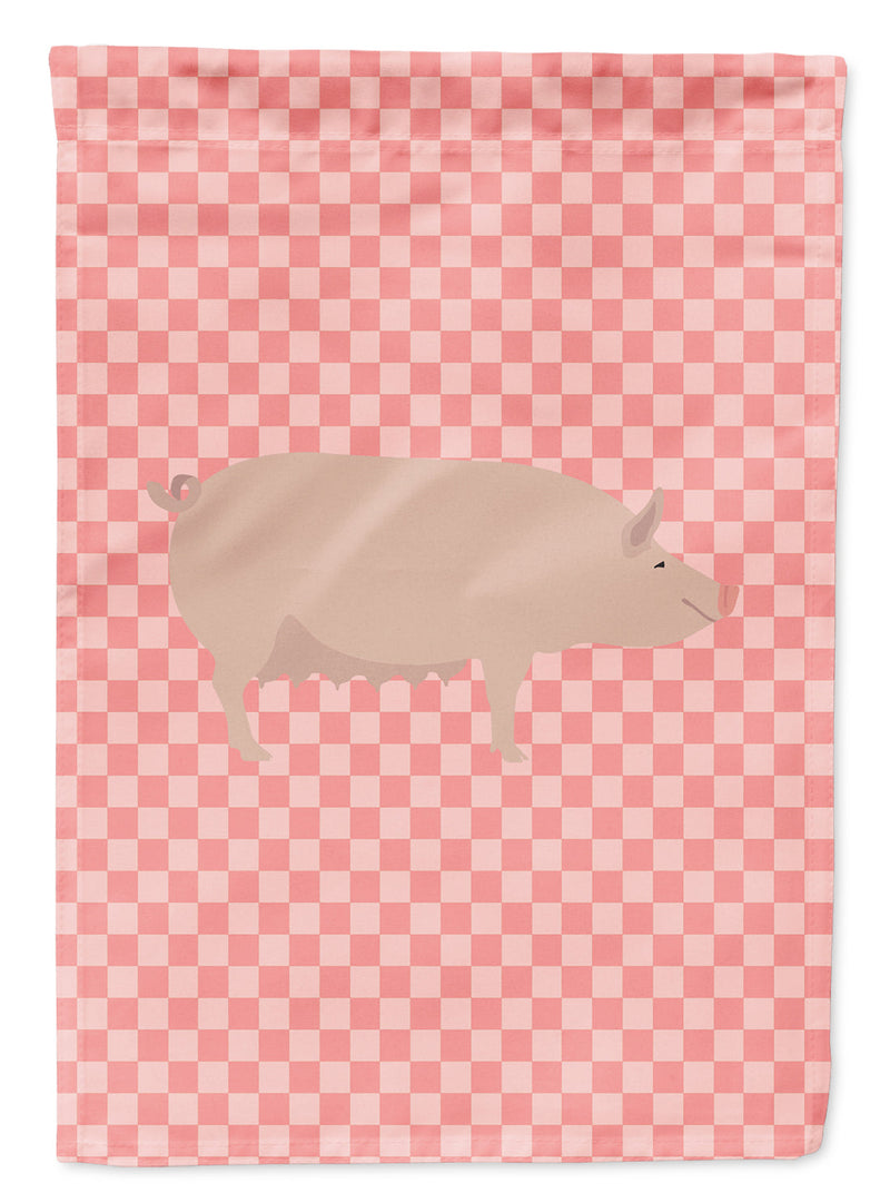 English Large White Pig Pink Check Flag Garden Size BB7938GF