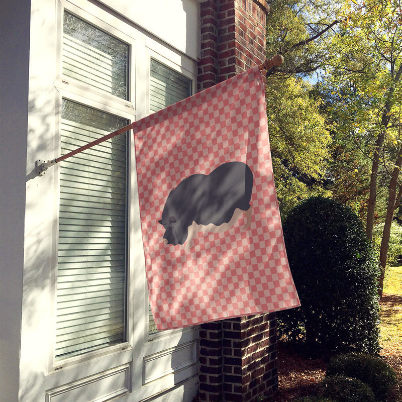 Vietnamese Pot-Bellied Pig Pink Check Flag Canvas House Size BB7941CHF