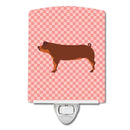 Duroc Pig Pink Check Ceramic Night Light Compact, UL-Certified, Ideal for Bedroom, Bathroom, Nursery, Hallway, Kitchen, 6x4x3, Multicolor