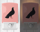 Budapest Highflyer Pigeon Pink Check Ceramic Night Light Compact, UL-Certified, Ideal for Bedroom, Bathroom, Nursery, Hallway, Kitchen, 6x4x3, Multicolor