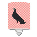 Budapest Highflyer Pigeon Pink Check Ceramic Night Light Compact, UL-Certified, Ideal for Bedroom, Bathroom, Nursery, Hallway, Kitchen, 6x4x3, Multicolor