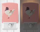 German Modena Pigeon Pink Check Ceramic Night Light Compact, UL-Certified, Ideal for Bedroom, Bathroom, Nursery, Hallway, Kitchen, 6x4x3, Multicolor