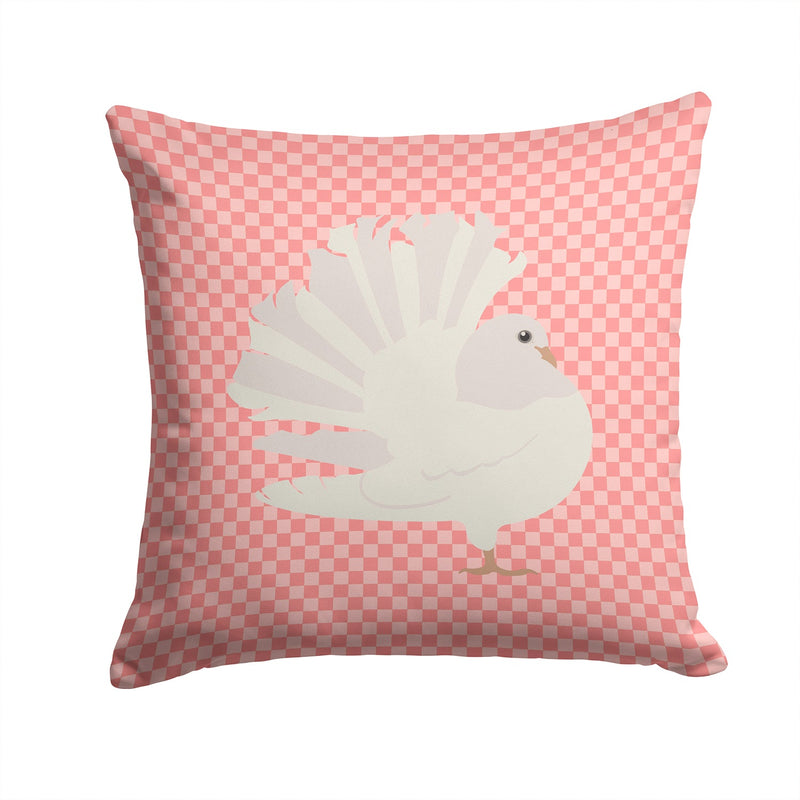 Silver Fantail Pigeon Pink Check Fabric Decorative Pillow BB7950PW1414