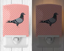 Racing Pigeon Pink Check Ceramic Night Light Compact, UL-Certified, Ideal for Bedroom, Bathroom, Nursery, Hallway, Kitchen, 6x4x3, Multicolor
