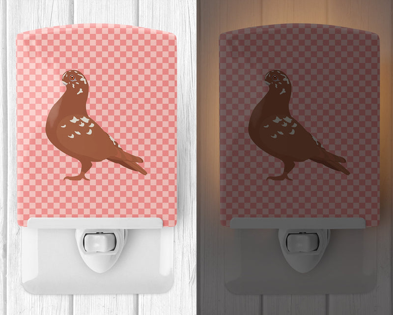 African Owl Pigeon Pink Check Ceramic Night Light BB7953CNL