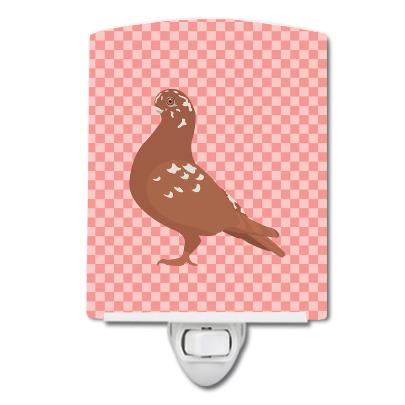 African Owl Pigeon Pink Check Ceramic Night Light BB7953CNL