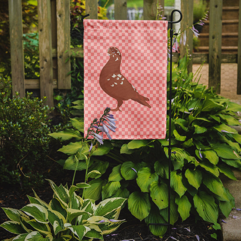 African Owl Pigeon Pink Check Flag Garden Size