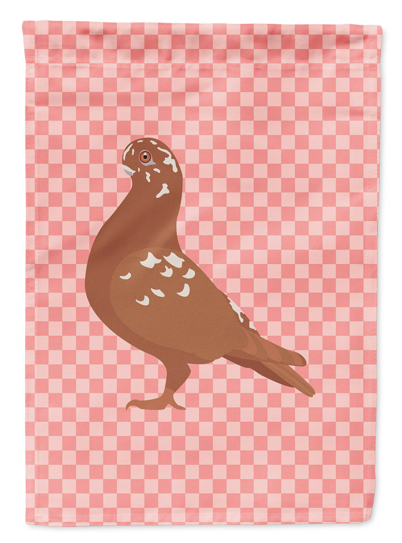 African Owl Pigeon Pink Check Flag Garden Size