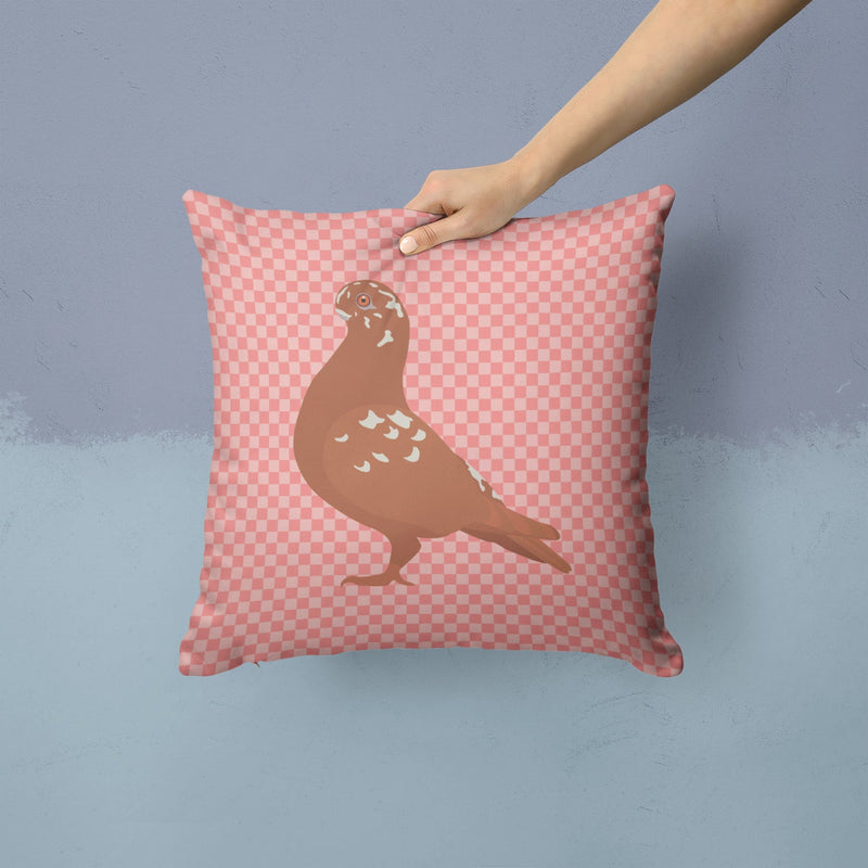 African Owl Pigeon Pink Check Fabric Decorative Pillow BB7953PW1414