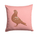 African Owl Pigeon Pink Check Throw Pillow - 14x14 Decorative Pillow – Art for Your Home & Patio BB7953PW1414