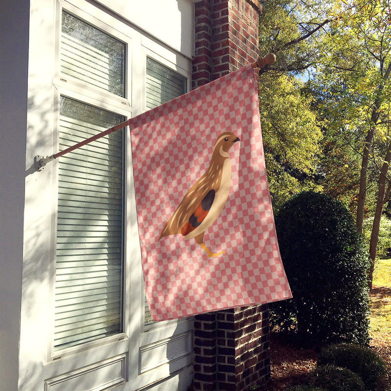 Golden Phoenix Quail Pink Check Flag Canvas House Size BB7955CHF