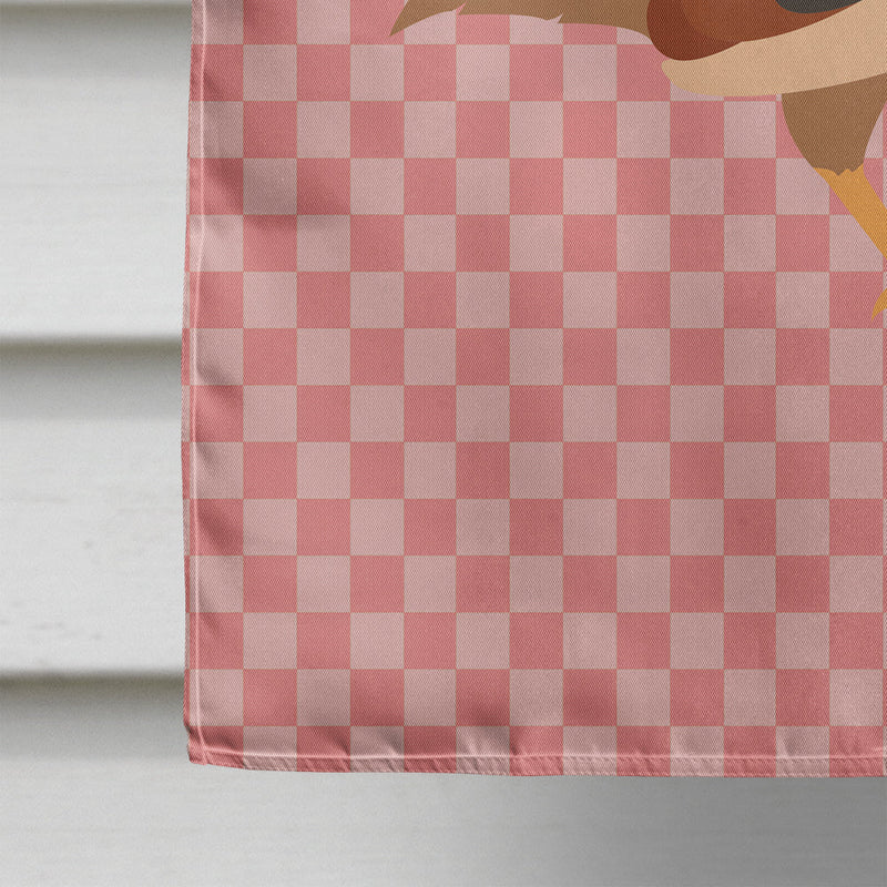 Golden Phoenix Quail Pink Check Flag Canvas House Size BB7955CHF