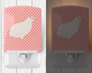 Texas Quail Pink Check Ceramic Night Light Compact, UL-Certified, Ideal for Bedroom, Bathroom, Nursery, Hallway, Kitchen, 6x4x3, Multicolor