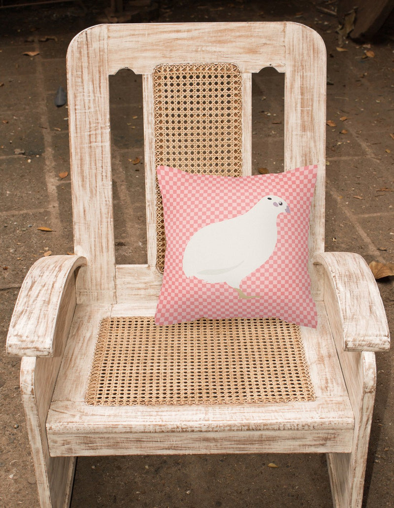 Texas Quail Pink Check Fabric Decorative Pillow BB7957PW1818