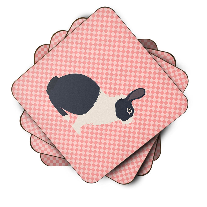 Dutch Rabbit Pink Check Foam Coaster Set of 4 BB7958FC