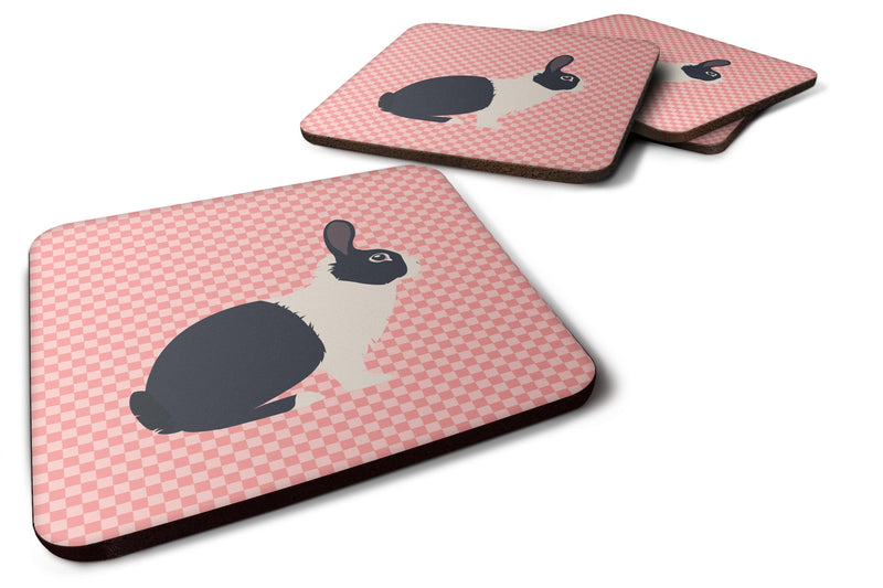 Dutch Rabbit Pink Check Foam Coaster Set of 4 BB7958FC