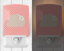 Fluffy Angora Rabbit Pink Check Ceramic Night Light Compact, UL-Certified, Ideal for Bedroom, Bathroom, Nursery, Hallway, Kitchen, 6x4x3, Multicolor