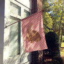 Lionhead Rabbit Pink Check House Flag 28x40 Porch Sleeve Pole Decorative Outside Yard Banner Artwork Wall Hanging, Polyester
