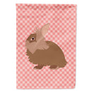 Lionhead Rabbit Pink Check House Flag 28x40 Porch Sleeve Pole Decorative Outside Yard Banner Artwork Wall Hanging, Polyester