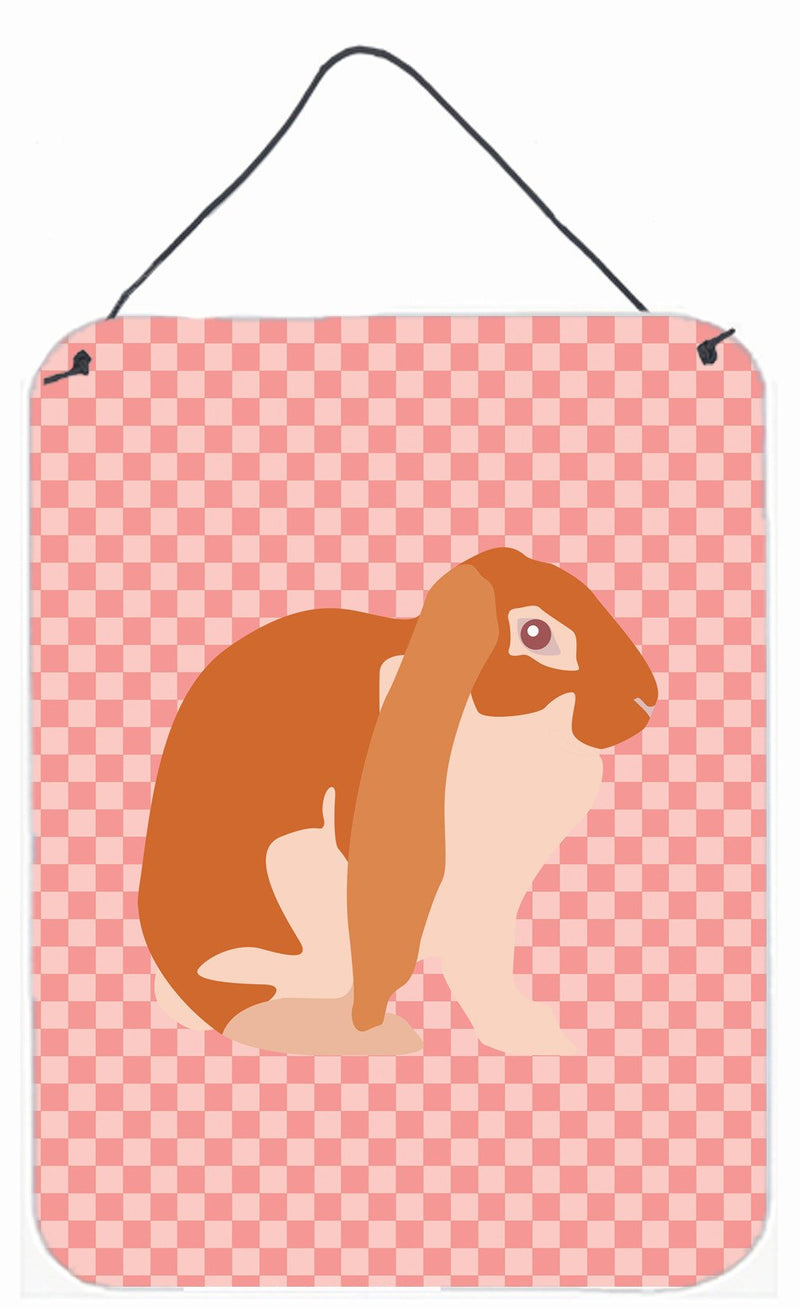 English Lop Rabbit Pink Check Wall or Door Hanging Prints BB7962DS1216