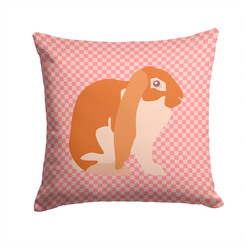 English Lop Rabbit Pink Check Fabric Decorative Pillow BB7962PW1414