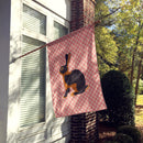 Tan Rabbit Pink Check House Flag 28x40 Porch Sleeve Pole Decorative Outside Yard Banner Artwork Wall Hanging, Polyester
