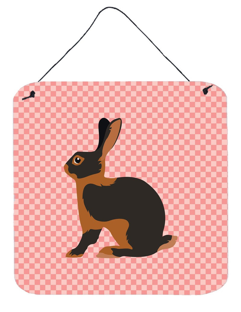 Tan Rabbit Pink Check Wall or Door Hanging Prints BB7963DS66