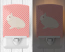 Hermelin Rabbit Pink Check Ceramic Night Light Compact, UL-Certified, Ideal for Bedroom, Bathroom, Nursery, Hallway, Kitchen, 6x4x3, Multicolor