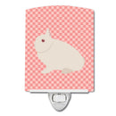 Hermelin Rabbit Pink Check Ceramic Night Light Compact, UL-Certified, Ideal for Bedroom, Bathroom, Nursery, Hallway, Kitchen, 6x4x3, Multicolor