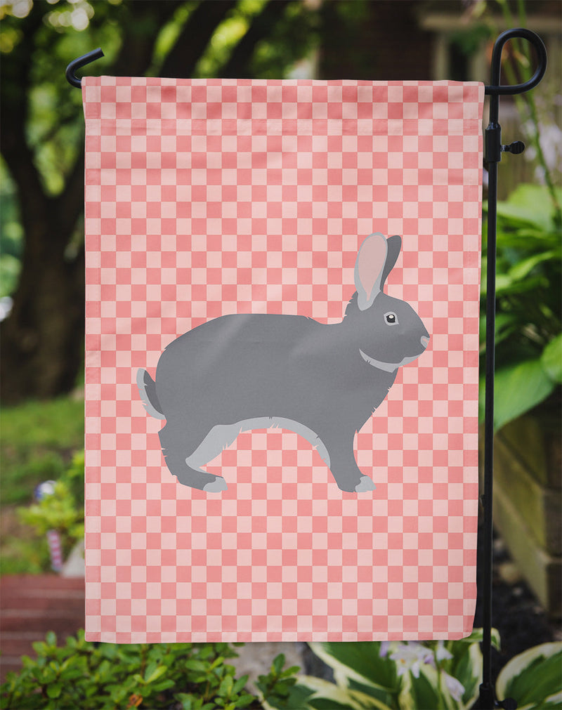 Giant Chinchilla Rabbit Pink Check Flag Garden Size