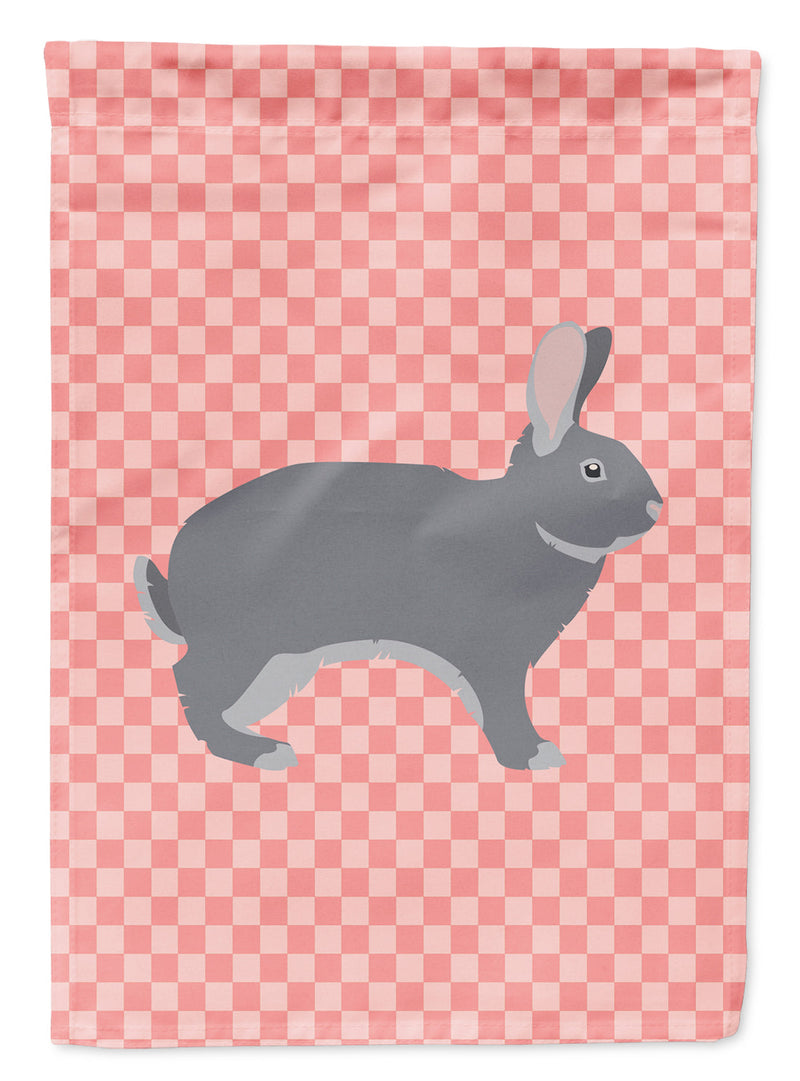 Giant Chinchilla Rabbit Pink Check Flag Garden Size