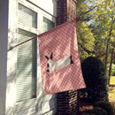 California White Rabbit Pink Check House Flag 28x40 Porch Sleeve Pole Decorative Outside Yard Banner Artwork Wall Hanging, Polyester