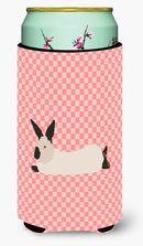 California White Rabbit Pink Check Tall Boy Hugger Can Cooler Sleeve Machine Washable Drink Collapsible Insulator Beverage Insulated Holder