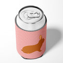 Rex Rabbit Pink Check Can or Bottle Hugger Cooler Sleeve for Standard 12 oz Cans, Insulated Foam Beer & Soda Can Hugger Reusable