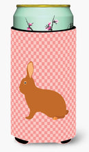 Rex Rabbit Pink Check Tall Boy Hugger Can Cooler Sleeve Machine Washable Drink Collapsible Insulator Beverage Insulated Holder