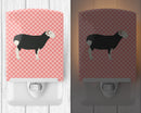 Herwick Sheep Pink Check Ceramic Night Light Compact, UL-Certified, Ideal for Bedroom, Bathroom, Nursery, Hallway, Kitchen, 6x4x3, Multicolor
