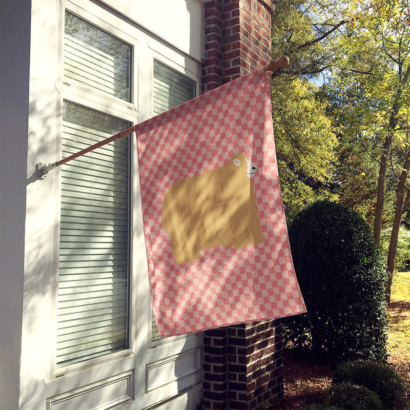 Lincoln Longwool Sheep Pink Check Flag Canvas House Size BB7971CHF