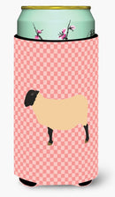 Suffolk Sheep Pink Check Tall Boy Hugger Can Cooler Sleeve Machine Washable Drink Collapsible Insulator Beverage Insulated Holder