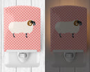 Scottish Blackface Sheep Pink Check Ceramic Night Light Compact, UL-Certified, Ideal for Bedroom, Bathroom, Nursery, Hallway, Kitchen, 6x4x3, Multicolor