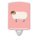 Scottish Blackface Sheep Pink Check Ceramic Night Light Compact, UL-Certified, Ideal for Bedroom, Bathroom, Nursery, Hallway, Kitchen, 6x4x3, Multicolor