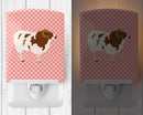 Jacob Sheep Pink Check Ceramic Night Light Compact, UL-Certified, Ideal for Bedroom, Bathroom, Nursery, Hallway, Kitchen, 6x4x3, Multicolor