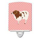 Jacob Sheep Pink Check Ceramic Night Light Compact, UL-Certified, Ideal for Bedroom, Bathroom, Nursery, Hallway, Kitchen, 6x4x3, Multicolor