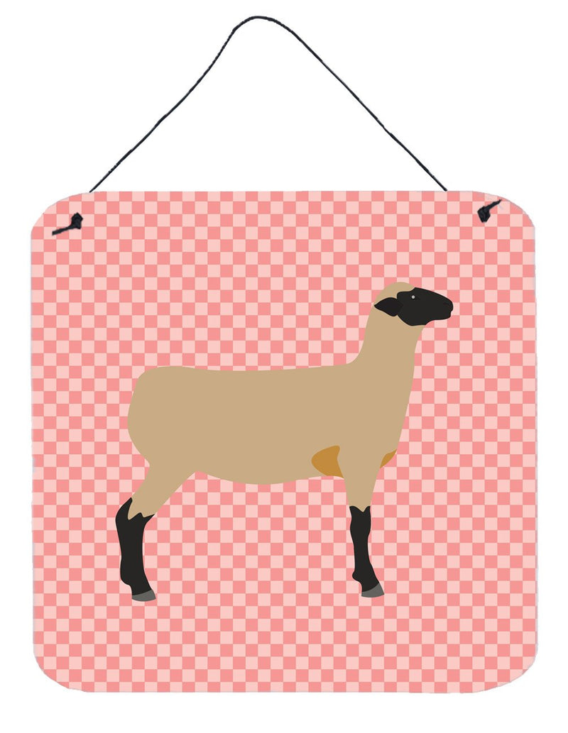 Hampshire Down Sheep Pink Check Wall or Door Hanging Prints BB7976DS66