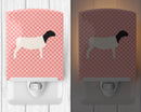 Dorper Sheep Pink Check Ceramic Night Light Compact, UL-Certified, Ideal for Bedroom, Bathroom, Nursery, Hallway, Kitchen, 6x4x3, Multicolor