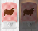 Merino Sheep Pink Check Ceramic Night Light Compact, UL-Certified, Ideal for Bedroom, Bathroom, Nursery, Hallway, Kitchen, 6x4x3, Multicolor