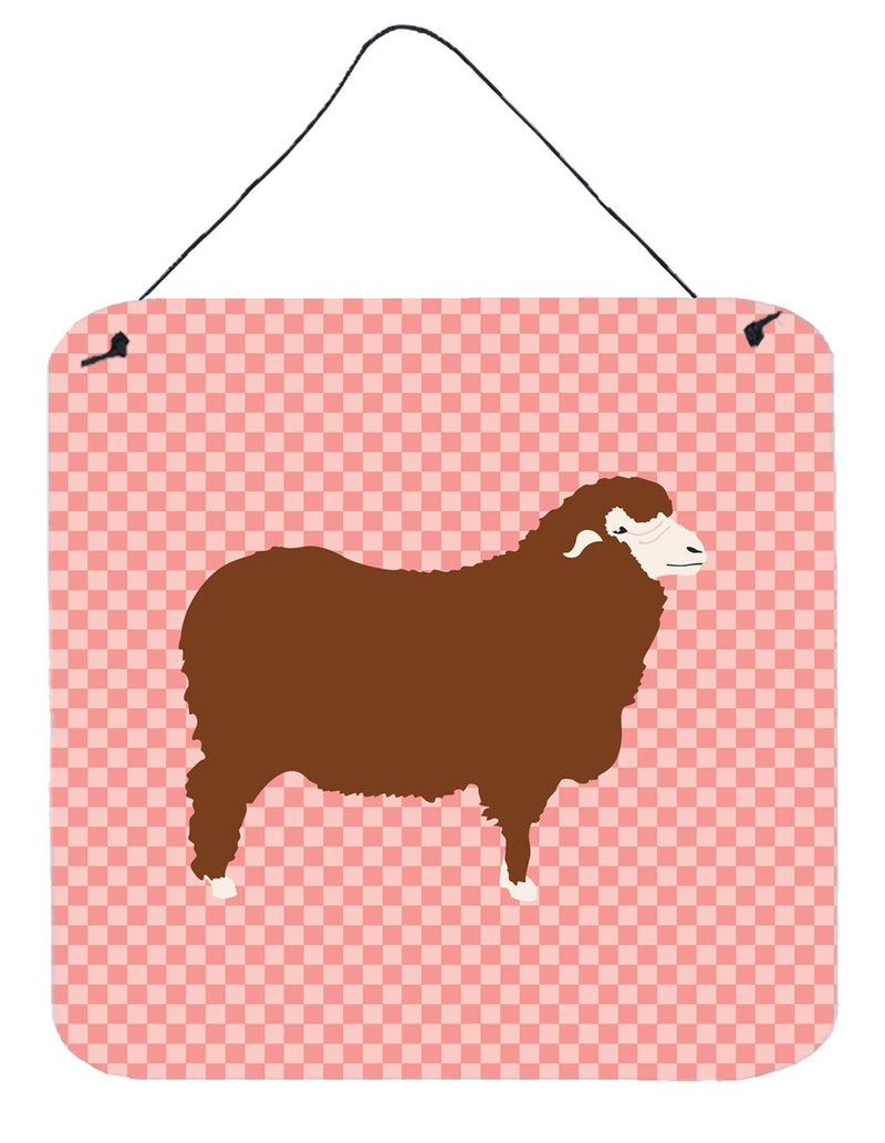 Merino Sheep Pink Check Wall or Door Hanging Prints BB7981DS66