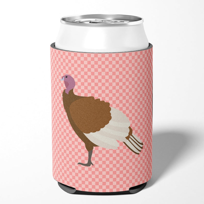 Bourbon Red Turkey Hen Pink Check Can or Bottle Hugger BB7982CC