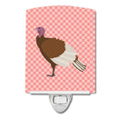 Bourbon Red Turkey Hen Pink Check Ceramic Night Light Compact, UL-Certified, Ideal for Bedroom, Bathroom, Nursery, Hallway, Kitchen, 6x4x3, Multicolor