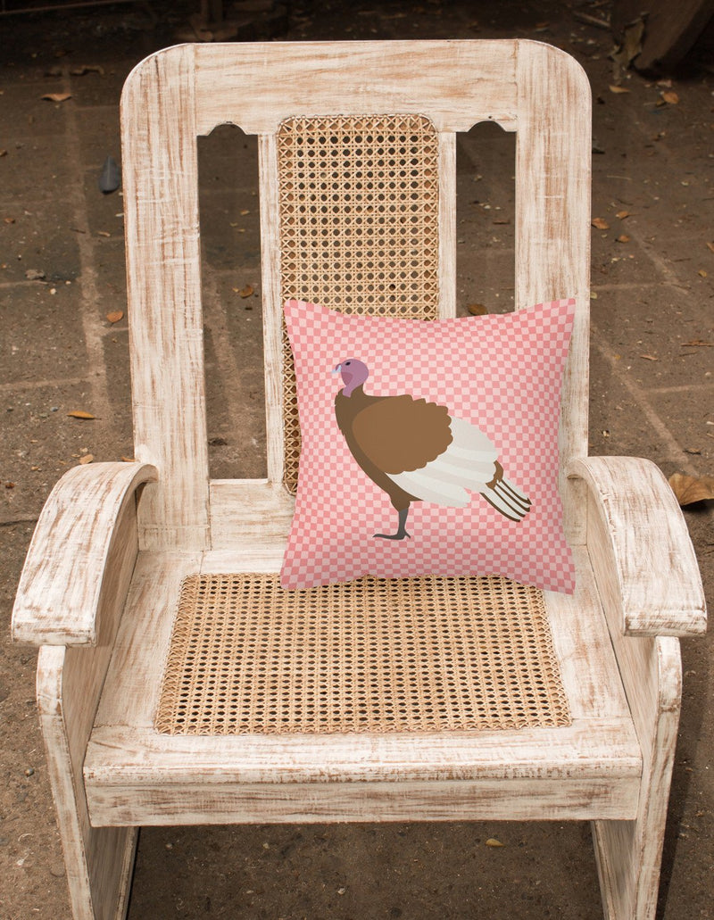 Bourbon Red Turkey Hen Pink Check Fabric Decorative Pillow BB7982PW1818